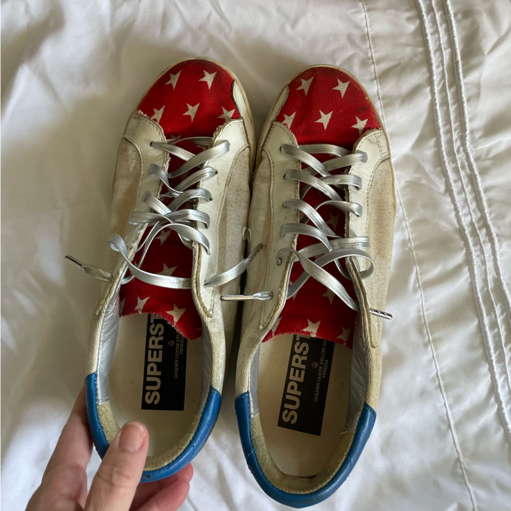 Golden Goose size 39 red, white and blue sneakers